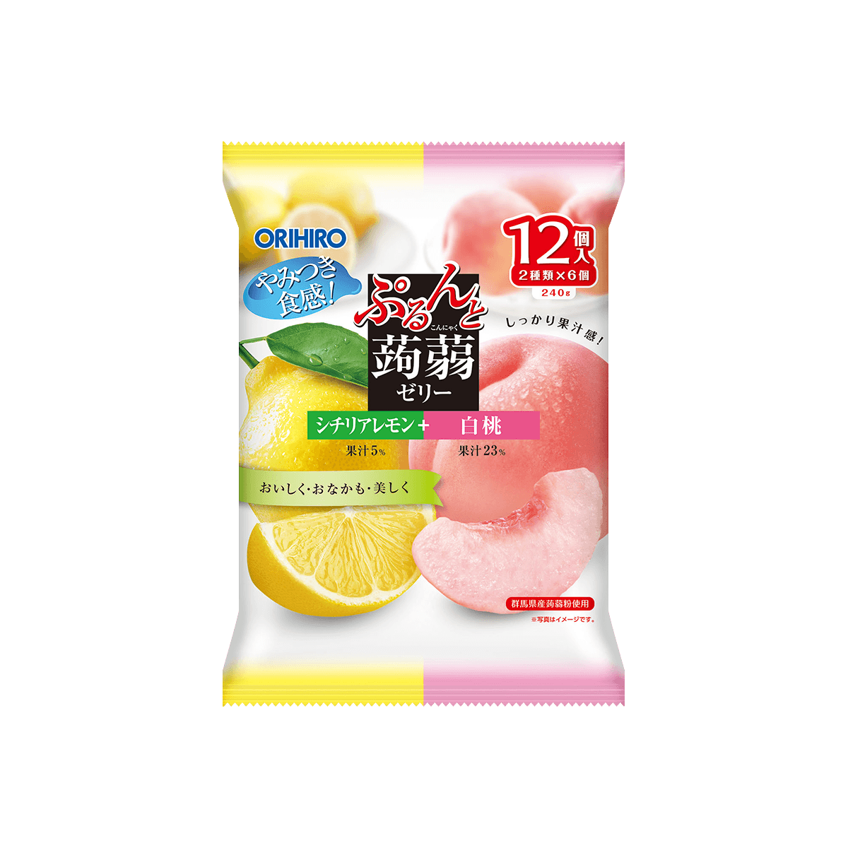 ORIHIRO 蒟蒻果冻 白桃+柠檬口味 240g