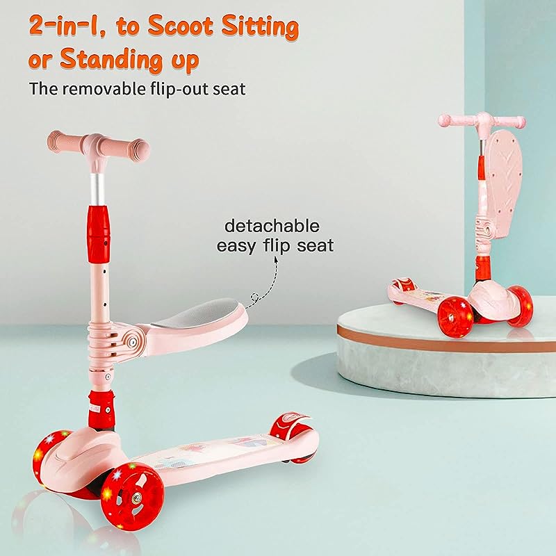滑板车 带可折叠座椅 粉色 ***仅限自取