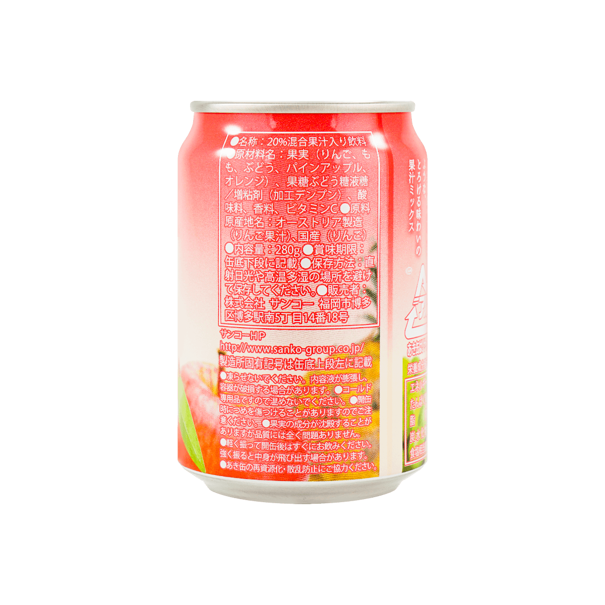 SANKO 5种水果 蜜桃混合果汁 280ml