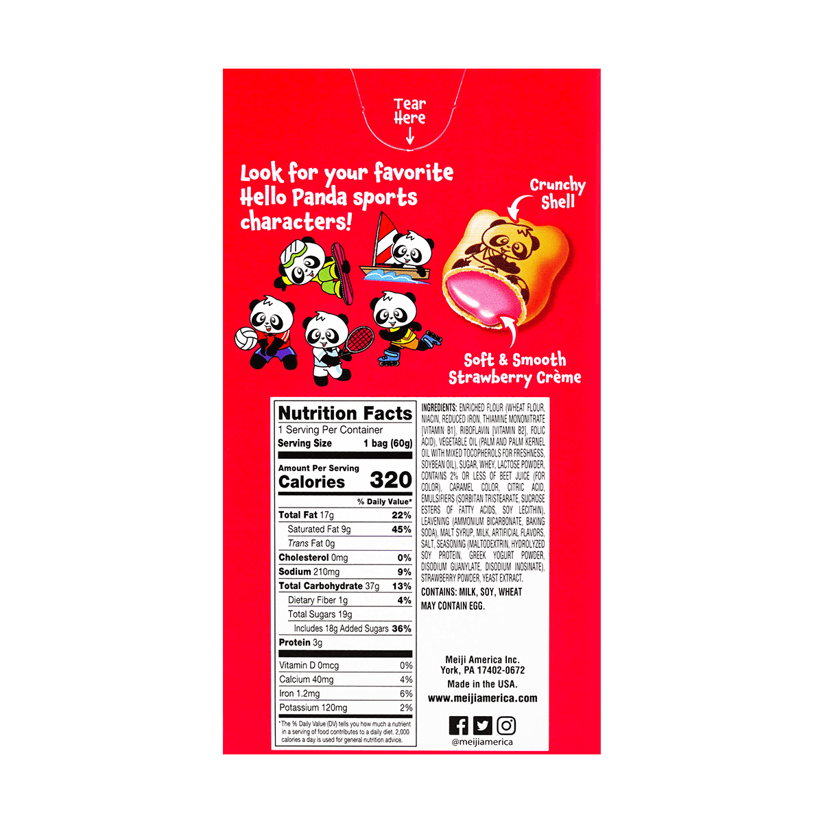 明治 熊猫饼干 草莓味 60g