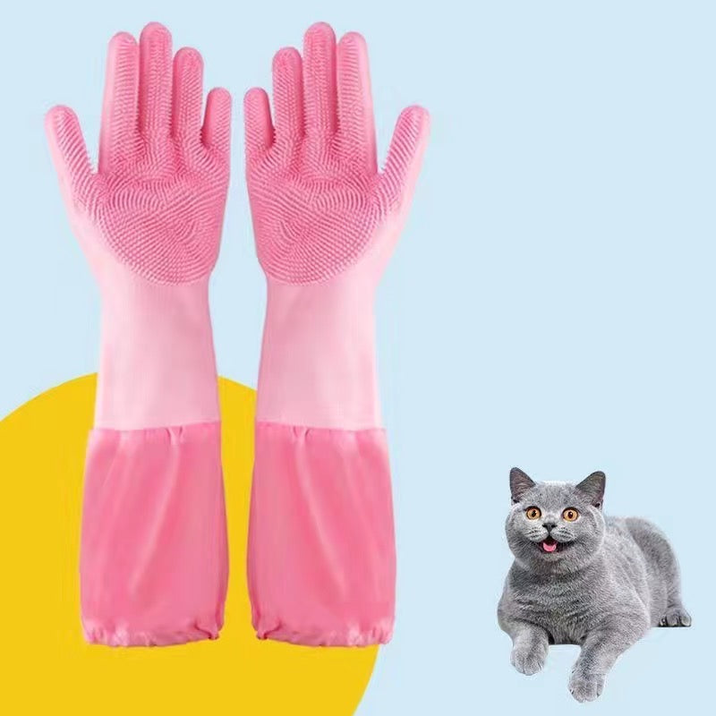 宠物洗澡手套 加长加厚防抓咬款 粉色