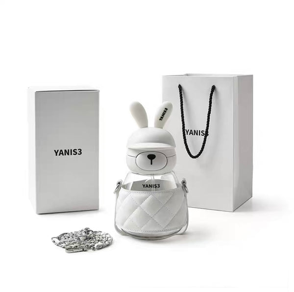 YANIS3 兔子熊小香风水杯 带肩带链条 白色 1000ml