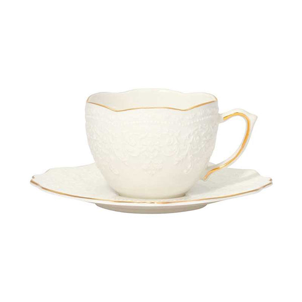 FRANCFRANC 茶杯托盘套装 白色浮雕金边 157*157*69mm 无包装