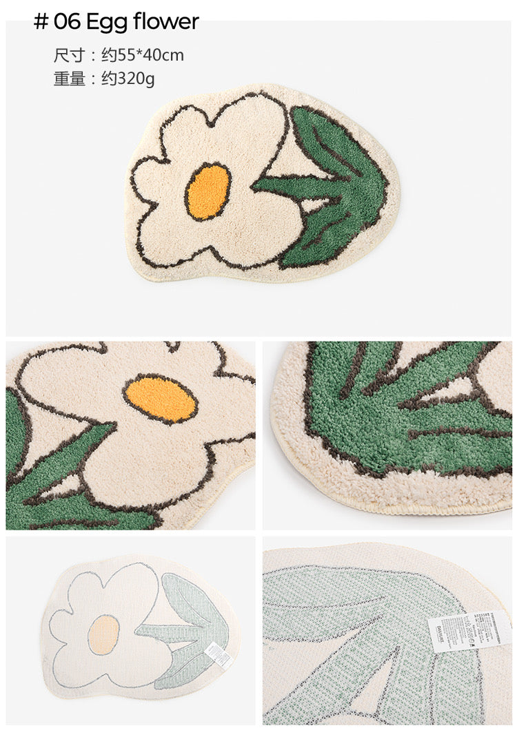 韩国原产原版 植绒地毯 鸡蛋花款 55*40cm